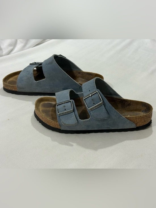 Birkenstock Shoes - Birkenstock Arizona Suede Sandals Stone Blue Narrow EU 39 US 8 8.5 Double Strap